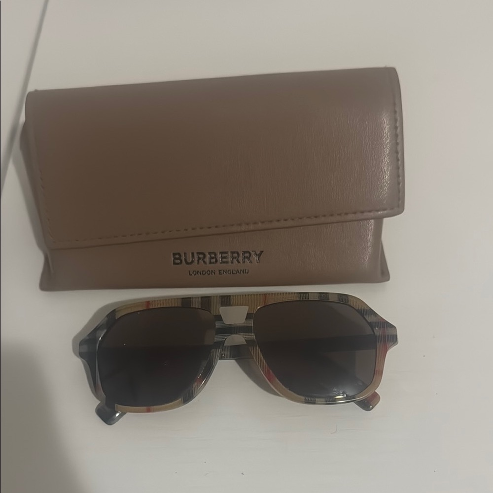 Burberry Plaid Sunglasses with Case